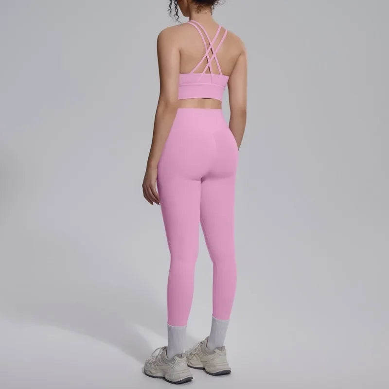 Women's Yoga Set Sports Fitness Running Beautiful Back Slim Fit Bra Hip-lifting High Waist Pants Workout Training Gym Suits