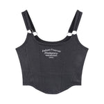 Letter Print Tank Top Women Cotton Bras Tops Hot Girls Streetwear Underwear Built In Bra Small Cup Crop Top Padded Camisole