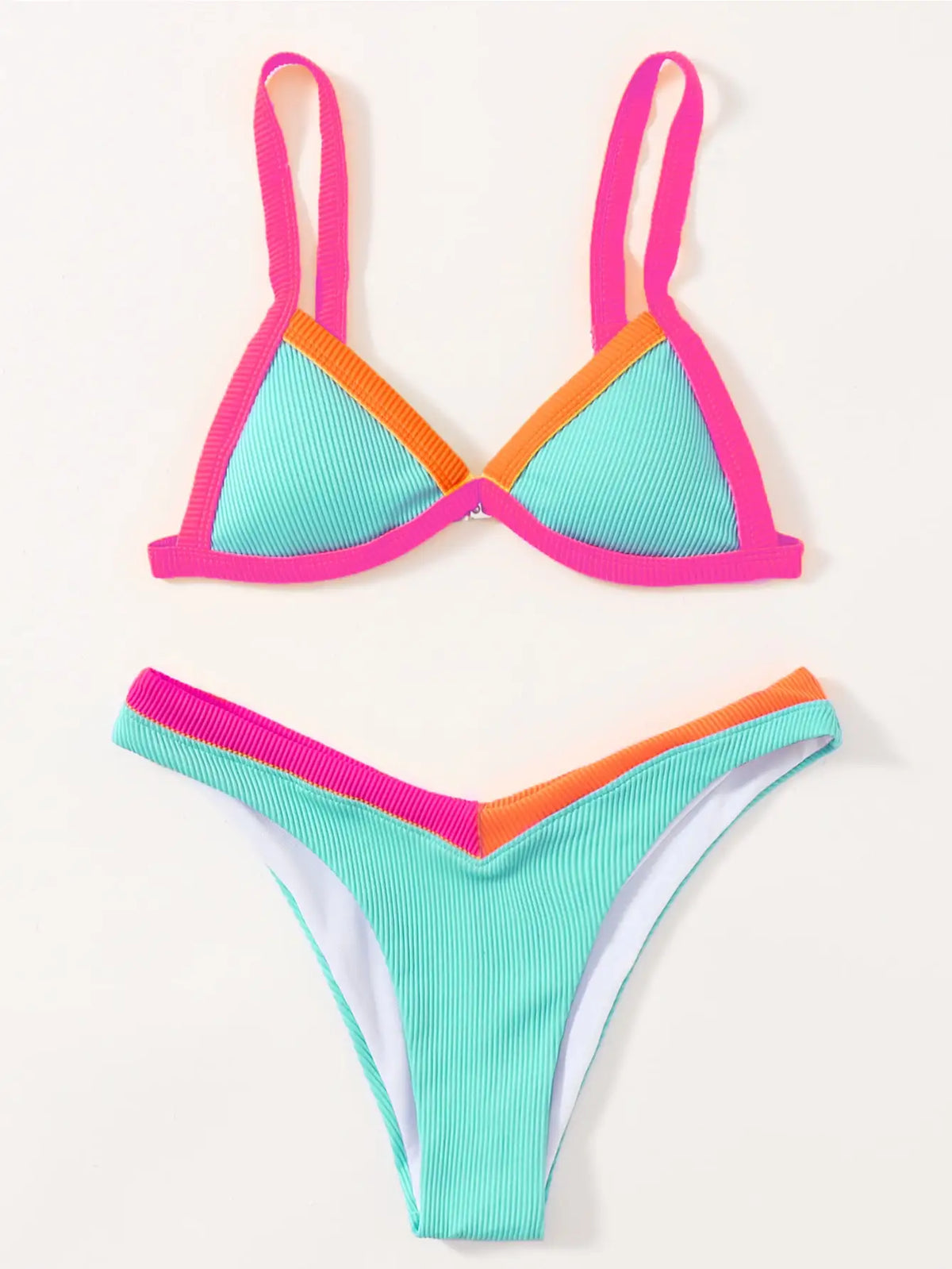 ZTVitality Contrast Binding Triangle Women's Swimsuit High Cut Sexy Bikini 2022 New Arrival Biquini Padded Bra Push Up Swimwear