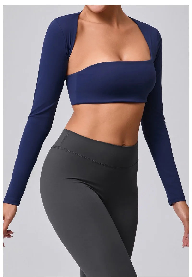 Women's Brushed Long Sleeve Yoga T-shirt Lightweight Quick-Dry Sports Tunic for Outdoor Running, Fitness & Multi-Sport