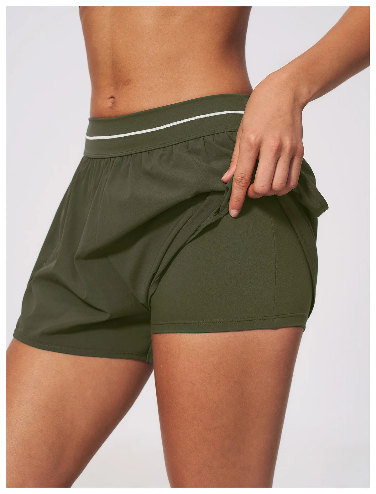 New Brushed Sports Shorts Women High Waist Fake Two Pieces of Anti Glare Shorts Leggings Casual Loose Pocket Fitness Sportwear