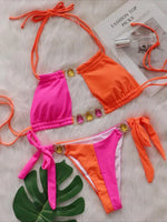 Leopard Diamond Bikini 2026 Women Hollow out Swimsuit Female Swimwear Two Pieces Bikini Set Halter Bather Bathing Suit Swim Lady