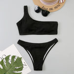 One Shoulder Bikinis 2026 Women Sexy Swimwear Female Brazilian Swimsuit Solid Beachwear Bathers Bathing Swimming Swim Suit