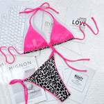 Pink Leopard Print Swimwear String Halter Triangle Bikini Set Micro Thong Sexy Swimsuit Women 2026 Bating Suit Bikinis De Mujer