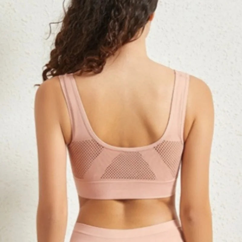 Women Mesh Panel Seamless Tank Bra Sports Wireless U Back V-Neck Vest Style Bralette Sexy Lingerie Multi Colors Intimates S-5XL