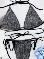 Shiny Sparkling Wrap Around Bikini Female Swimsuit Women Swimwear Two-pieces Bikini Set Mini Micro Thong Bathing Suit Swim Lady