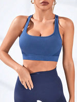 Women's Racerback Sports Bra Seamless Ribbed Yoga Workout Crop Top High Support Gym Tank Top