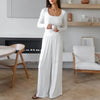 Women Autumn Winter Knit Pajama Set European Style Round Neck Soft Skin Friendly Long Sleeve Pants Two Piece Ladies Sleepwear
