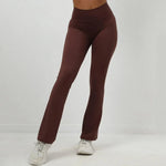 Women's Seamless Yoga Leggings Pants Sports Fitness Peach Hip-lifting High Waist Slimming Dance Training Workout Flared Pants