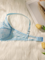 Women's Sweet Embroidered Lace Underwear with Steel Hoops Convolute Push ups Breathable Daily Casual Bra MR2702