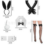 Easter Bunny Girl Cosplay 3-Piece Prop Set - Satin Headband Fluffy Rabbit Tail for Halloween Christmas