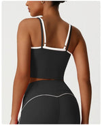Women's Seamless Yoga Vest - Fake Two-Piece with Backless Removable Padded Sports Bra Stretchy Running Fitness Tank Top