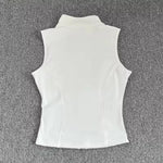 Women's Slim Fit Sport Sleeveless Top Quick Dry Elastic Stand Collar Yoga Fitness Clothing Summer Zipper