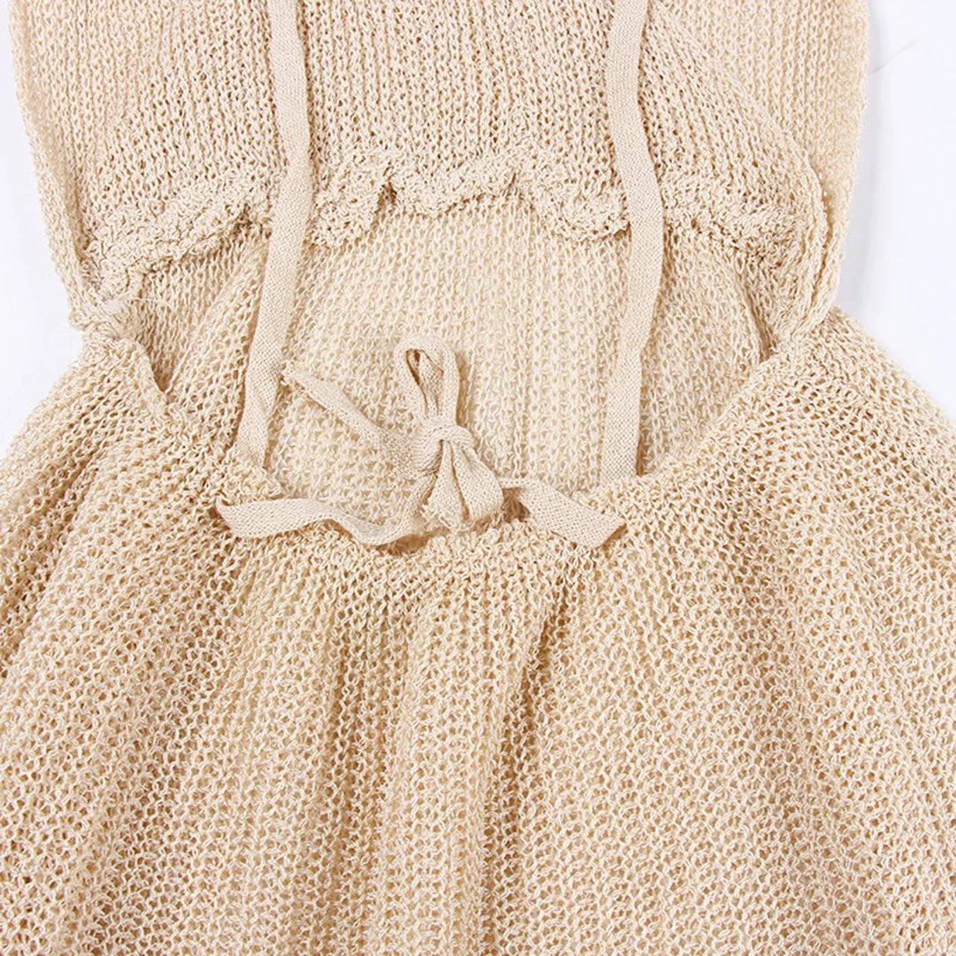 S - XL V Neck Slit Long Dress Sexy Mesh Backless Knitted Crochet Tunic Beach Cover Up Cover-ups Beach Dress Beachwear V3767B