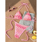 Printed Halter Bikini Female Swimsuit Women Swimwear Two-Pieces Bikini Set High Leg Cut Strappy Bather Bathing Suit Swim V8176