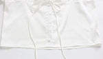 Ahagaga Causal Women Tops Solid Lace -Neck Short Sleeves Satin Slim Button Regular Eelgant Streetwear Tees Female Basic T Shirts
