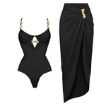 3Pc Push Up Bikini With Cover Up Women Sexy Swimsuit Female Swimwear Bandeau Biquini Shiny Button Bathingsuit Bodysuit Beachwear