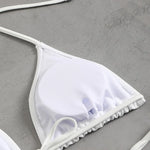 Toucheart Sexy Lingerie Suit for Women Mesh Four-piece Beach Swimsuit Sexy Bikini Solid Color Long Sleeves Mesh See-through Set
