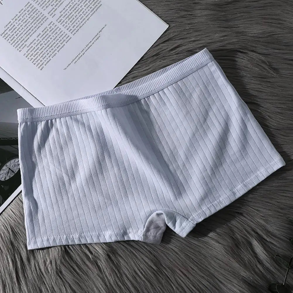 Women Underpants Seamless Mid Waist Cotton Solid Color Stretchy Boxers Anti-exposure Moisture-wicking Briefs Women Daily Wear