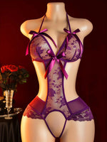 Fancy Underwear Hanging Neck Erotic Suit 18 Crotch Open Temptation Hot Crotchless Lingerie For Woman Of Desire Bold Lencerias