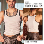 Sports Vest Men's Tight-Fitting Shirt Fitness Sexy Muscle Men's Leather Top Erotic Underwear Casaul Elegant Fashion Vest XOG8