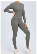 Women's Seamless Yoga Bodysuit Long Sleeve Zipper & Back Cutout Naked Feeling Quick-Dry Running Fitness Workout Jumpsuit
