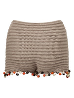 Women's Summer Bead Hem Shorts Trendy Colorful Knit Low Rise Shorts Streetwear Beach Casual Daily Short Pants