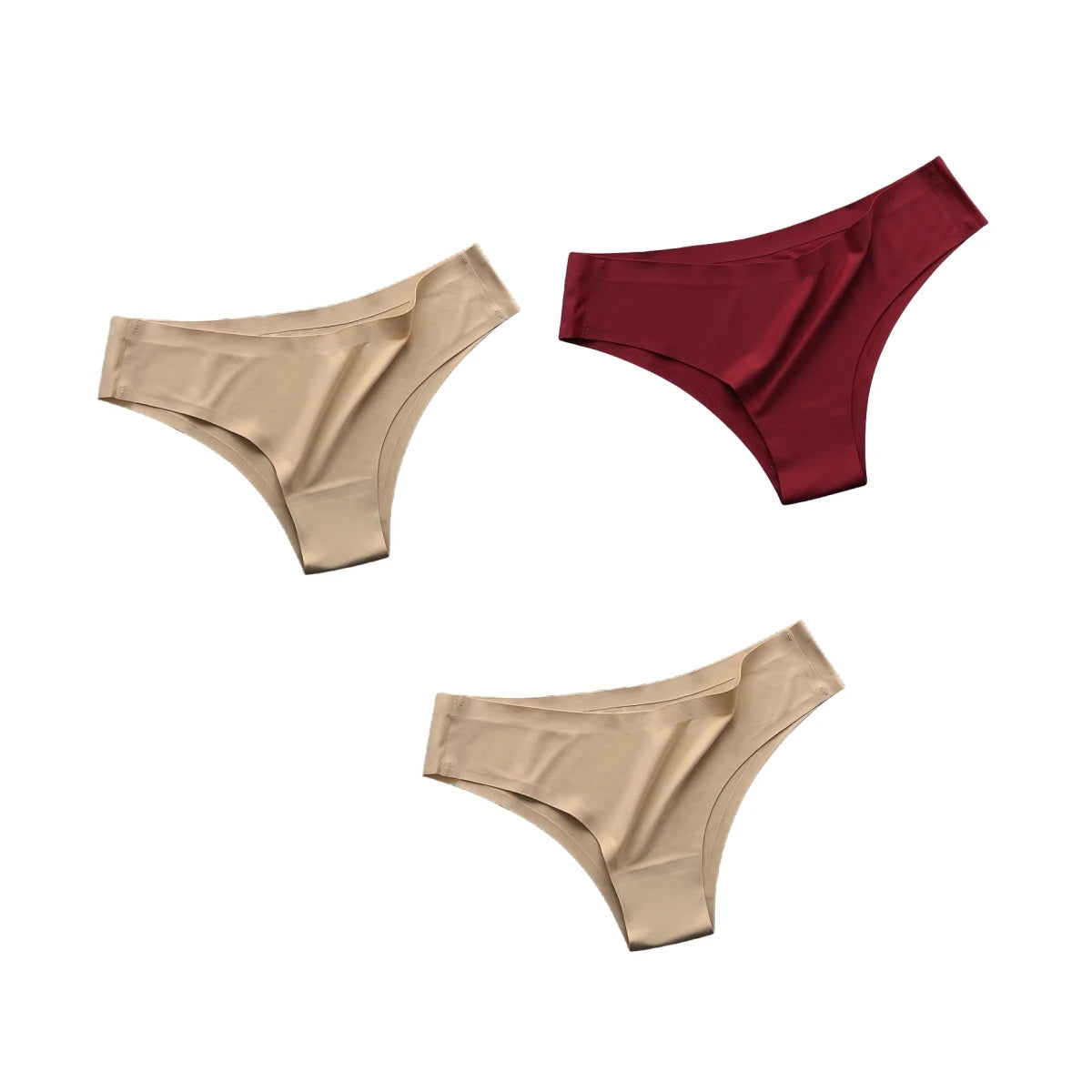 3Pcs/Set Seamless Panties Women Underwear Ice Silk Underpants Low Rise Female Solid Color Ultra-thin Sexy Lingerie