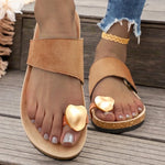 Plus Size Beach Shoes Women's Fashion Round Toe Toe Soft Sole Anti-Slip Wear-Resistant Flat Slippers