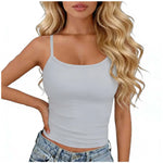 Womens Basic Spaghetti Strap Cami Top Slim Fit Backless Crop Top Summer Solid Color Casual Sleeveless Top Streetwear Y2k Clothes