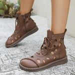 New 2026 Women's Casual Cool Boots Spring Summer Hollow Breathable Soft-soled Comfortable Flat-bottomed Short Boots
