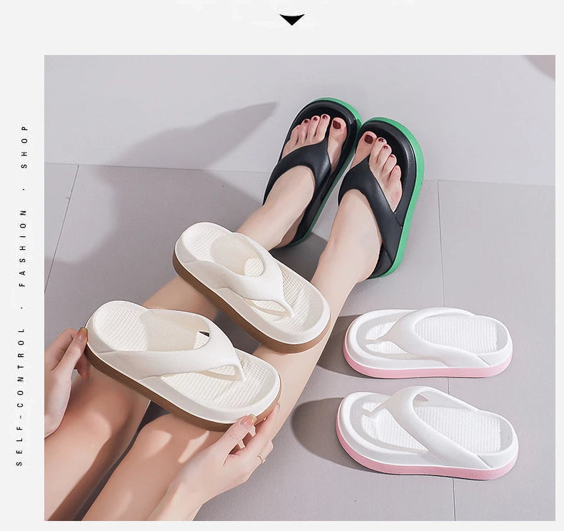 Woman Beach Flip Flops Fashion Summer Shoes 2025 Trend Girls Platform Sandals Soft EVA Non-slip Female Indoor Outdoor Slippers