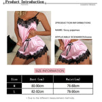 Two Piece Women's V-Neck Sexy Lace Suspender Pajama Shorts Set Casual Women's Sleeveless Sexy Pajama Set