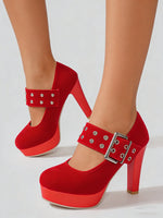 2026 Big Size 33-43 Retro Black Office Lady Buckle Strap Mary Janes Platform Pumps Elegant Red 10.5cm High Heels Shoes Women
