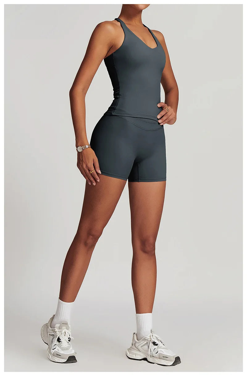 Yoga Set 2PCS Women Tracksuit Nude Feeling Workout Sets Gym Clothes Push Up Fitness Running Sportwear Sport Bra Leggings Suit