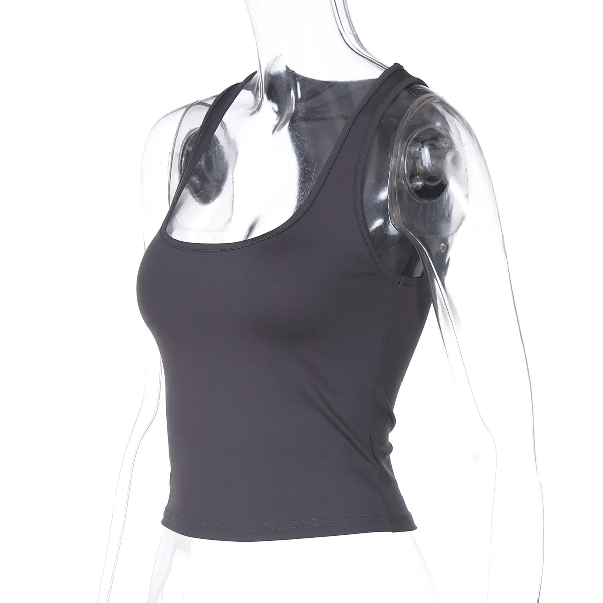 Women's Fashion Solid Tank Tops 2026 Streetwear Sleeveless T-shirt Female Square Collar Skinny Corset Y2K Girls Gray Crop Top