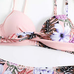 2025 Push Up Bikini Printed Swimsuit Women Sexy Strappy Swimwear Female Color Block Bathers Bathing Swimming Swim Suit Beachwear