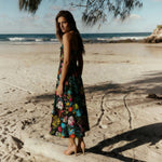 Women Floral Geometric Neck Long Party Dress Fashion Sleeveless Spaghetti Strap Dress Fashion Vacation Cocktail Flowy Sun Dress