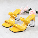 2025 Women's Shoes Summer Women Sandals Casual Shoe 8cm Heels Comfort Square Heel Slippers Footwear Female Crystal Thick Heels