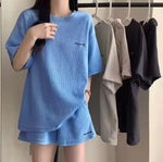 Summer New Pajamas Home Clothes Casual Shorts 2-piece Set Women's Korean Loose Preppy Short Sleeve T-shirt Fashion Women's Wear