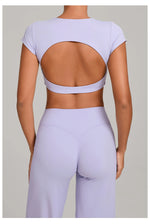 No Padded Women's Yoga T-shirt Short Sleeves Bra Backless Fitness Top Beautiful Back Gym Clothes Form-fitting Running Tee