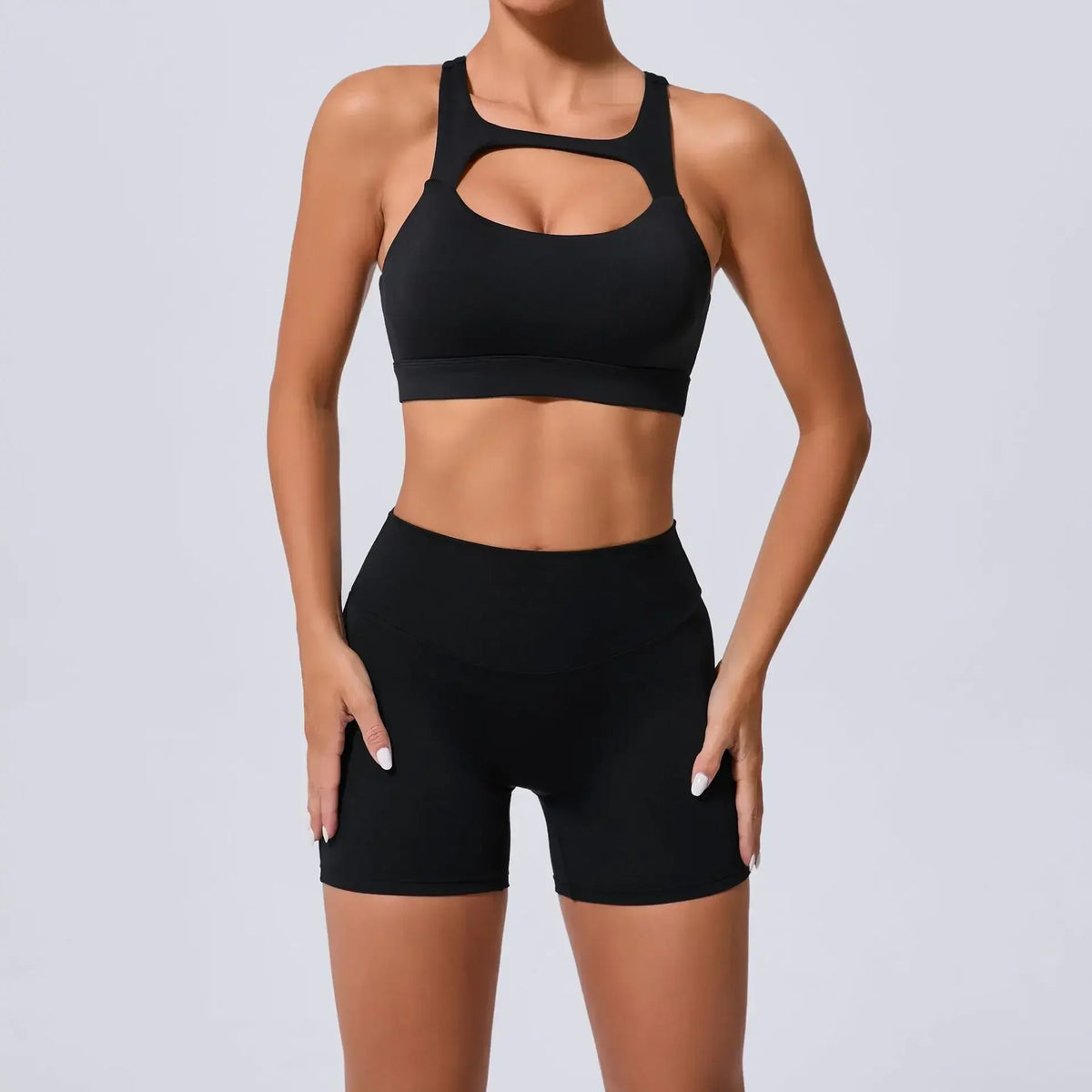 Seamless Yoga Sets Sports Fitness Peach Hip-lifting Pocket Shorts Cross Beauty Back Vest Suits Workout Gym Shorts Sets for Women
