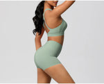 2PCS Yoga Set Gym Clothes Sportswear Women Tracksuit Fitness Tracksuit Workout Suit Sports Bra Gym High Waist Push Up Shorts