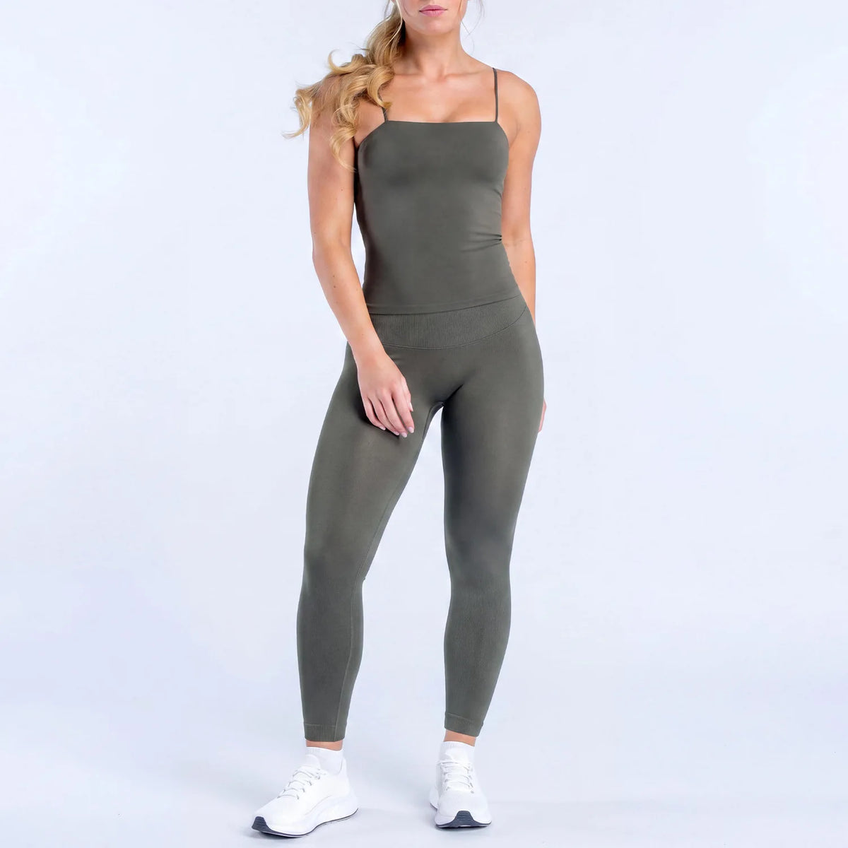NCLAGEN Yoga Sets Women 2 Piece Gym Clothes Defy Longline Strappy Top And Defy Leggings Fitness Suit Pilates Workout Sportswear