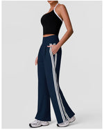 New Contrasting Striped Yoga Sets Women Hanging Neck Slim Sports Vest Gym Outfits High Waist Pocket Pants Running Fitness Suits