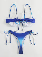 Underwired Gradient High Cut Bikini Female Swimsuit Women Swimwear Two-pieces Bikini Set Micro Thong Bathing Suit Swim Beachwear