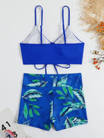 Drawstring Front Shorts Bikinis 2024 High Waist Swimsuit Women Swimwear Female Bathers Bathing Swimming Swim Suit Beachwear