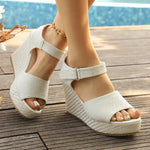 Summer Chunky Wedges Sandals for Women 10Cm Super High Heels Sandals Woman 2026 Casual Ankle Strap Platform Sandles Plus Size 43