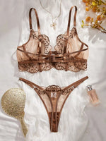 Valentine's Day Ladies Black Forest Wave Lace Sexy Underwear Set Romantic Floral Trim Bustier Nightgown for Women