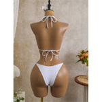 S - XL 3PCS With Long Sleeve Dress Bikini Women Swimwear Female Swimsuit Three-pieces Bikini Set Bather Bathing Suit Swim V7757